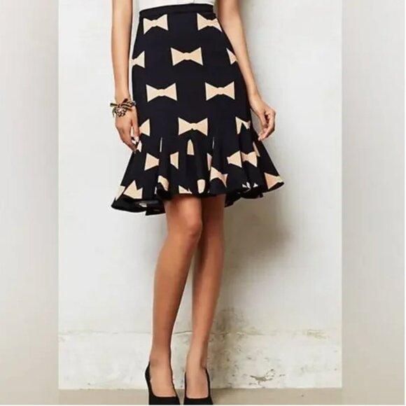 Anthropologie  EVA FRANCO bowtie pencil flounce skirt Size 12 NWT - Picture 2 of 3